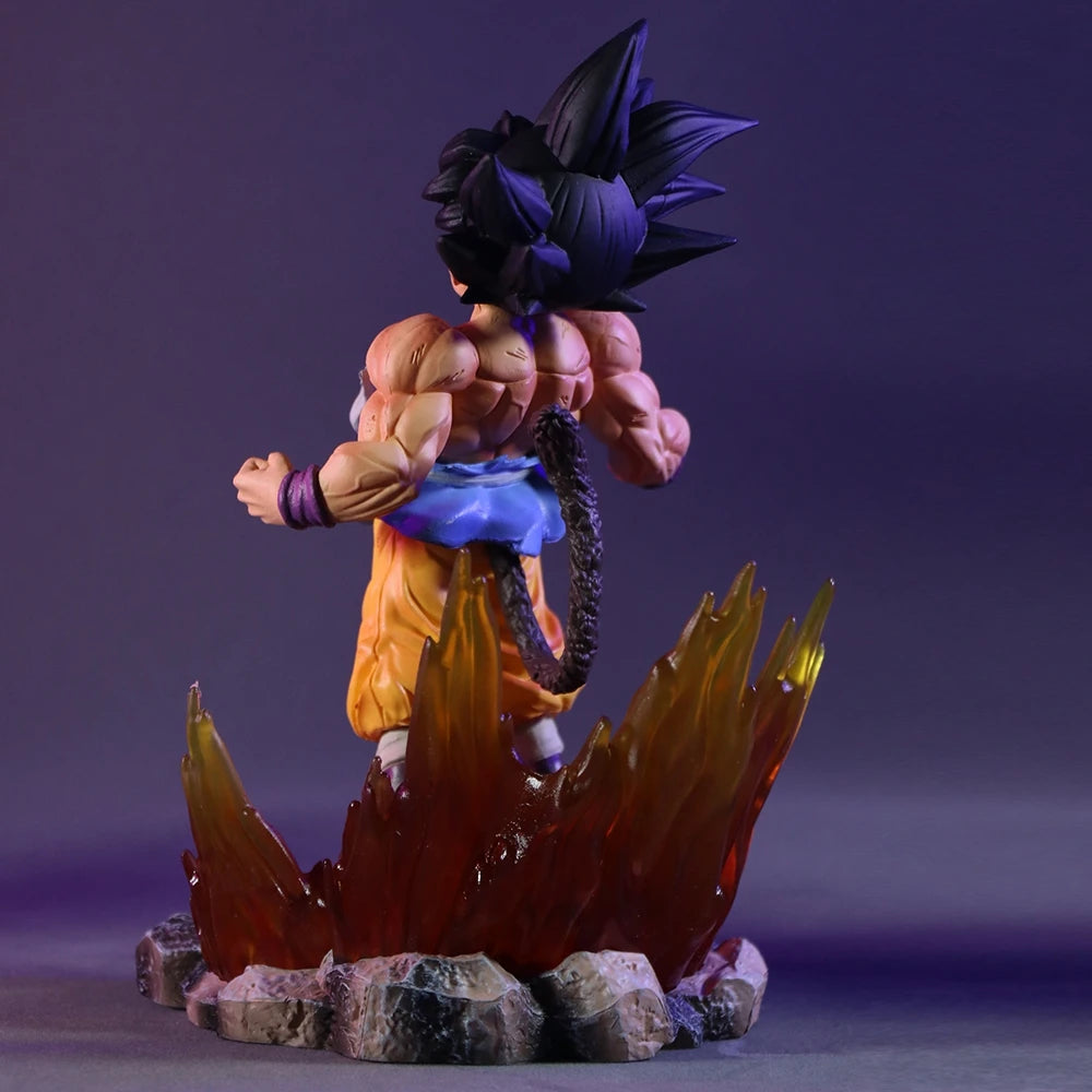 19Cm Dragon Ball SHK Kai Ape Series NO.2 Glow Black Hair Super Four Goku Figure PVC Explosive Goku Anime Model Ornament