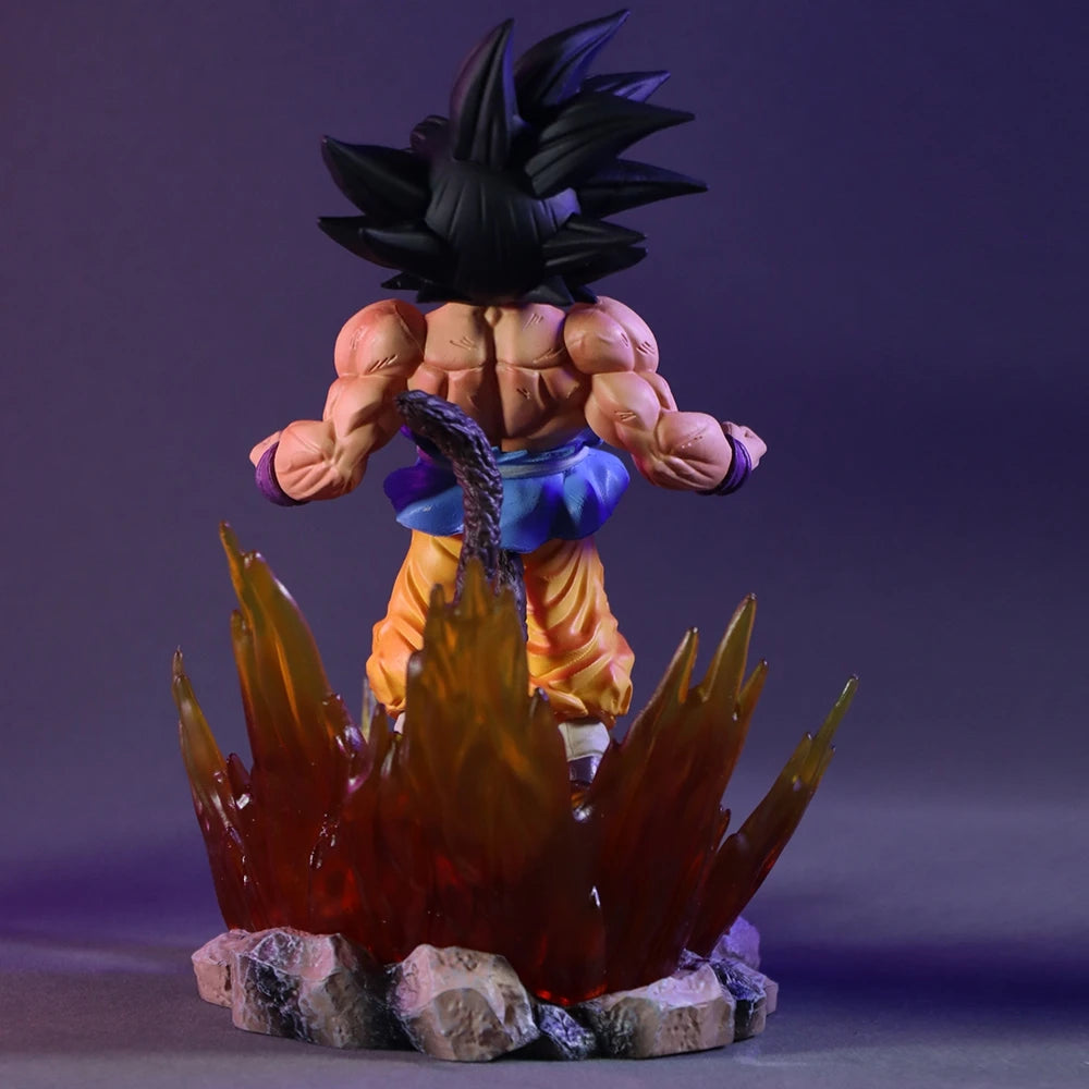 19Cm Dragon Ball SHK Kai Ape Series NO.2 Glow Black Hair Super Four Goku Figure PVC Explosive Goku Anime Model Ornament