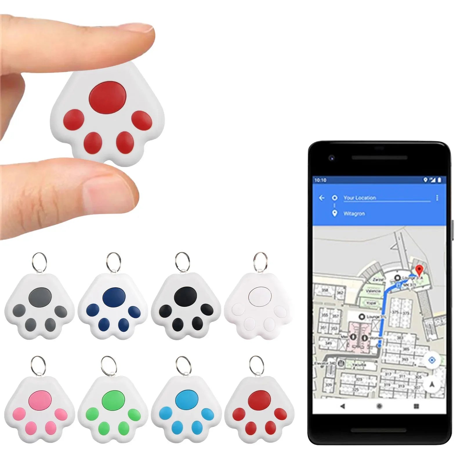 Dog Paw Shape GPS Tracker Anti-Lost Alarm Wireless Bluetooth Locator Tracer for Pets Cat /Kids Bag Wallet Key Collar Accessories