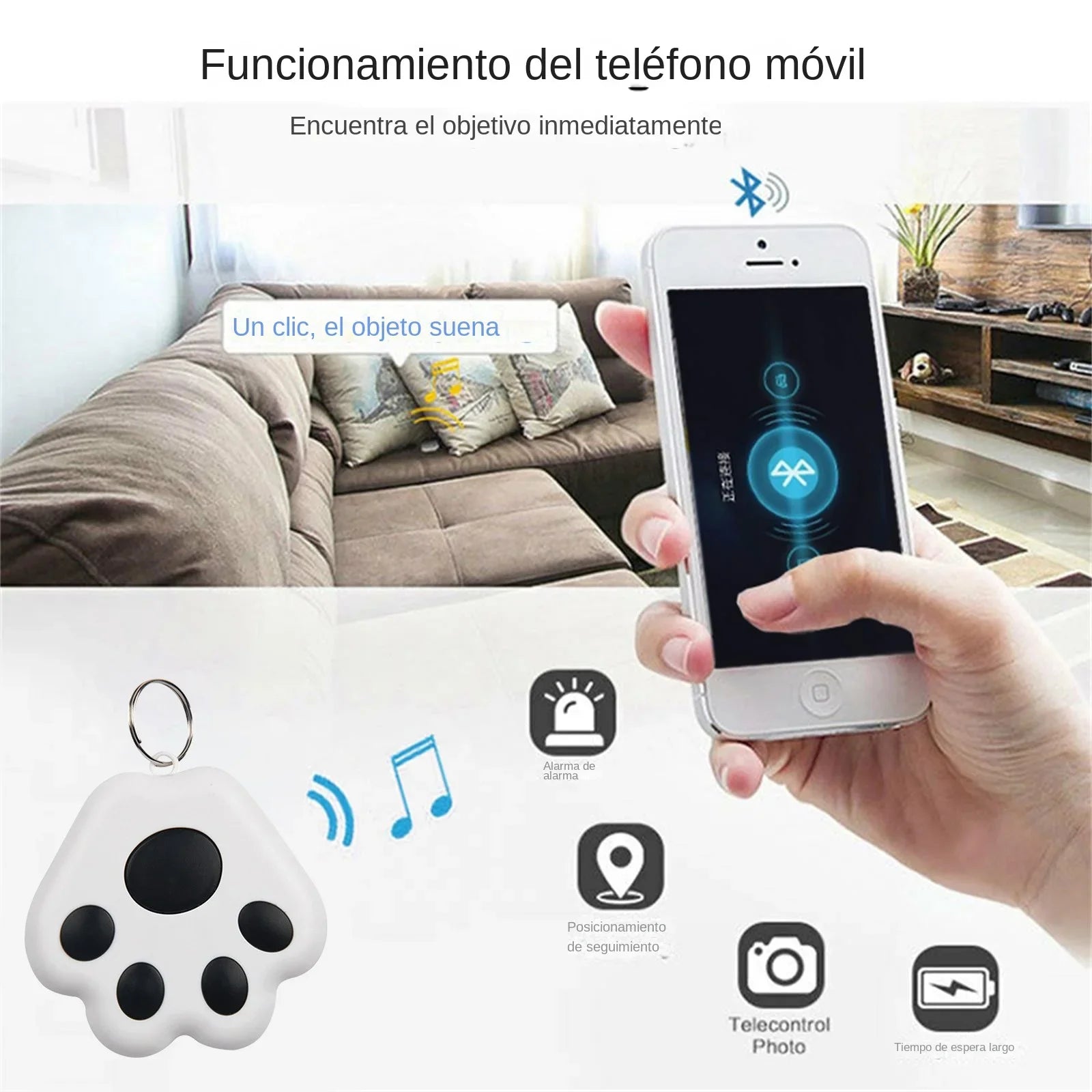 Dog Paw Shape GPS Tracker Anti-Lost Alarm Wireless Bluetooth Locator Tracer for Pets Cat /Kids Bag Wallet Key Collar Accessories
