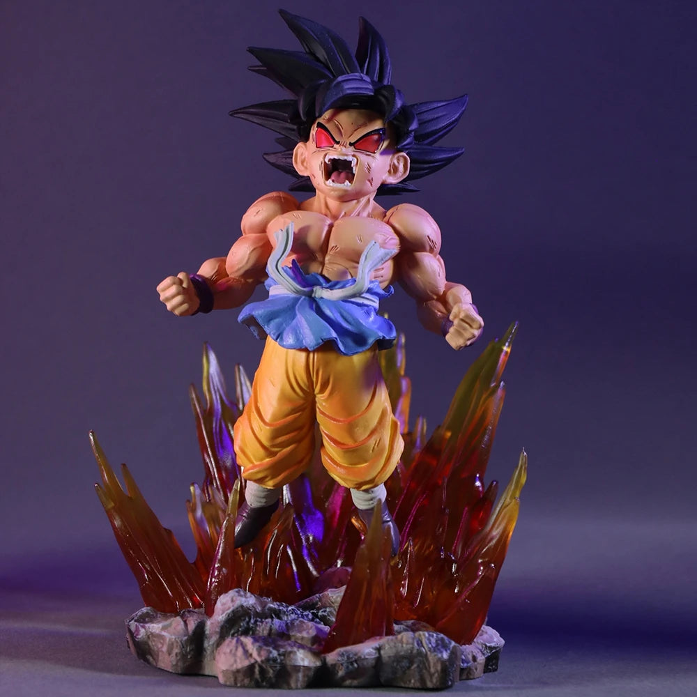 19Cm Dragon Ball SHK Kai Ape Series NO.2 Glow Black Hair Super Four Goku Figure PVC Explosive Goku Anime Model Ornament