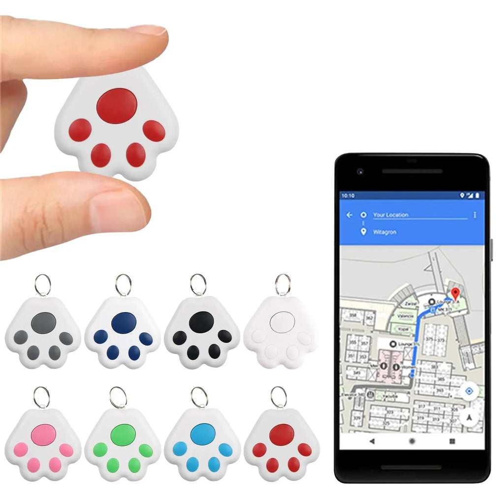 Dog Paw Shape GPS Tracker Anti-Lost Alarm Wireless Bluetooth Locator Tracer for Pets Cat /Kids Bag Wallet Key Collar Accessories