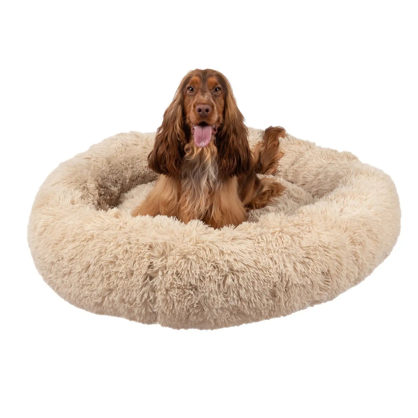 Orthopedic Donut Dog Bed - Calming Anti-Anxiety Pet Sofa Lounger, Washable for Small Large Dogs Cats, Comfortable Memory Mat