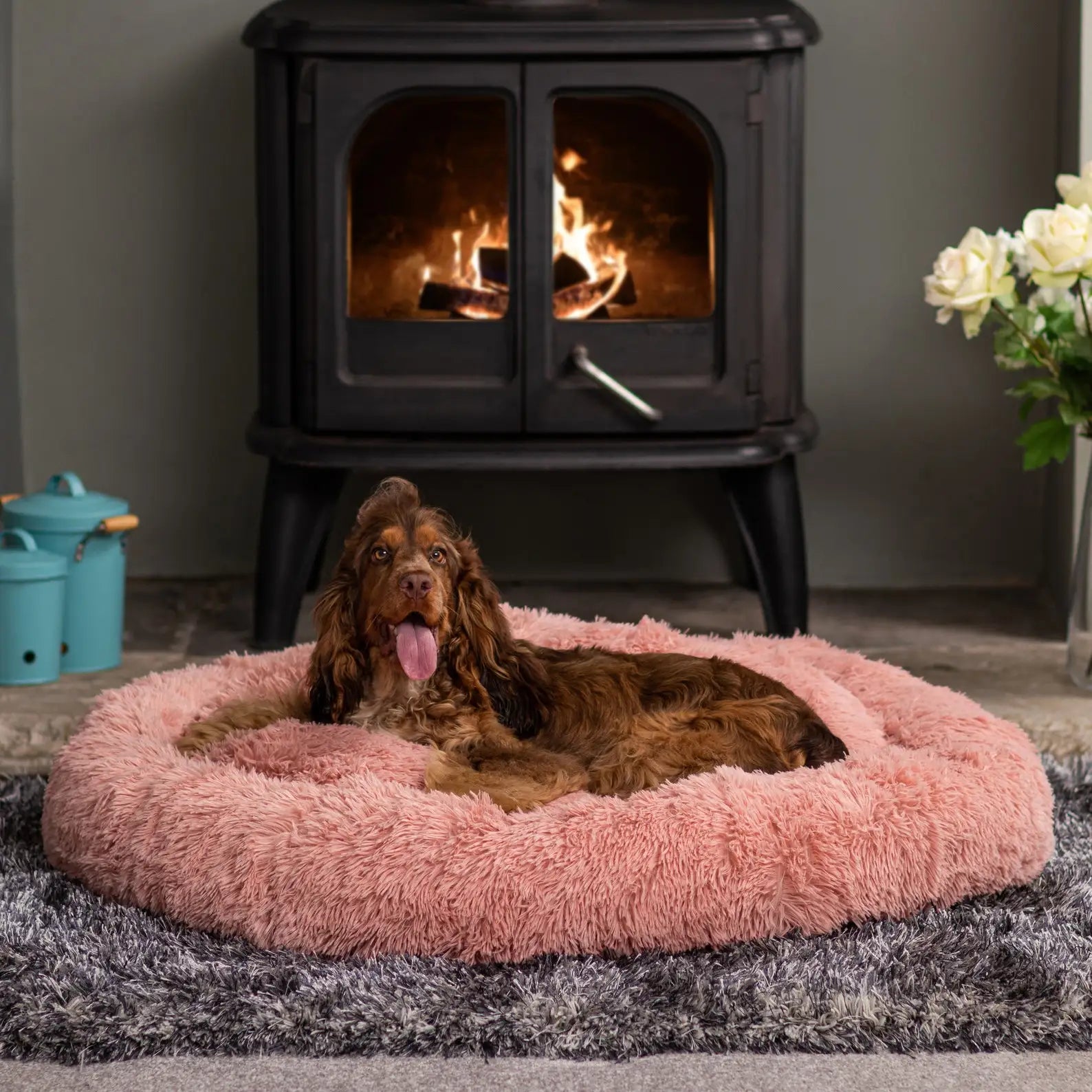 Orthopedic Donut Dog Bed - Calming Anti-Anxiety Pet Sofa Lounger, Washable for Small Large Dogs Cats, Comfortable Memory Mat