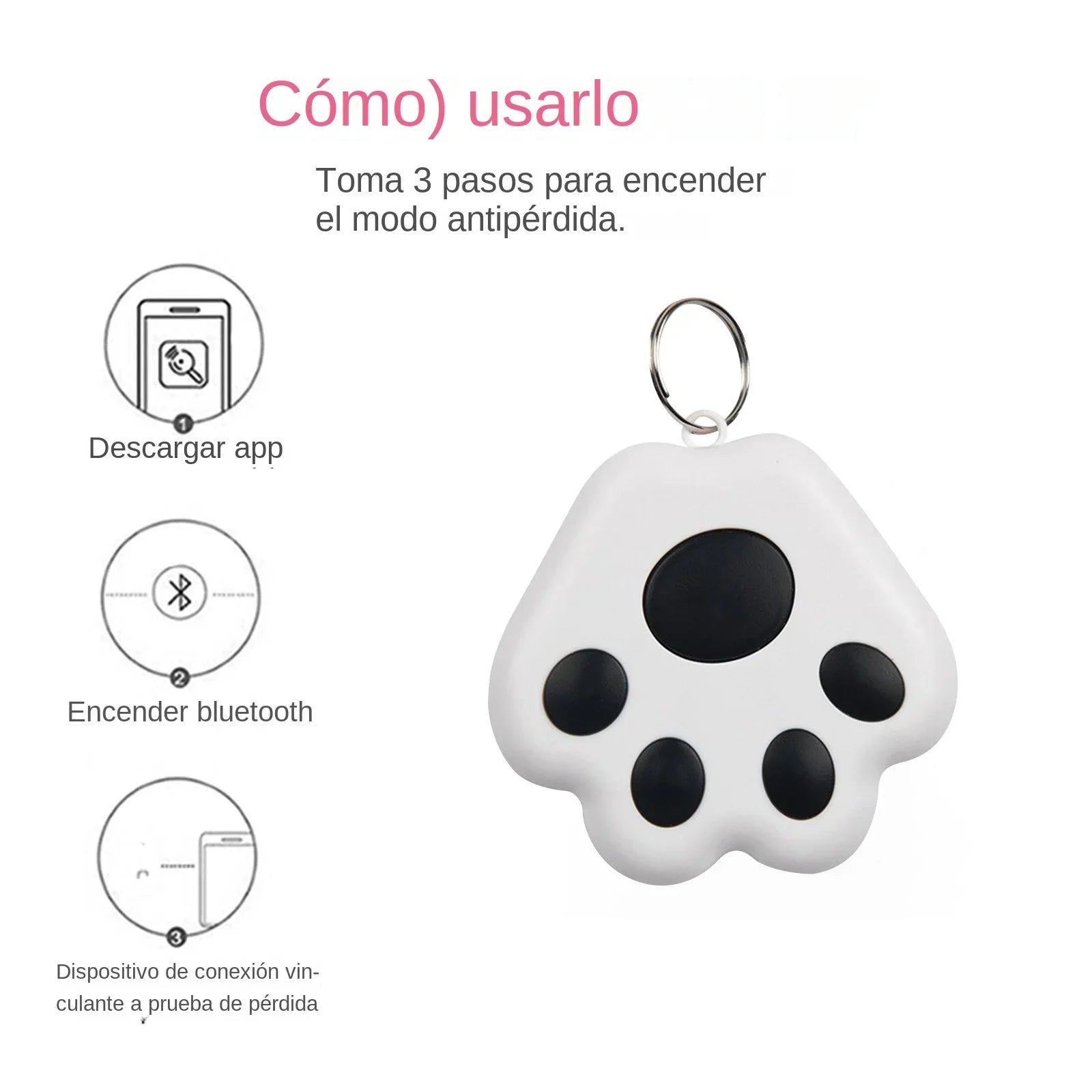 Dog Paw Shape GPS Tracker Anti-Lost Alarm Wireless Bluetooth Locator Tracer for Pets Cat /Kids Bag Wallet Key Collar Accessories