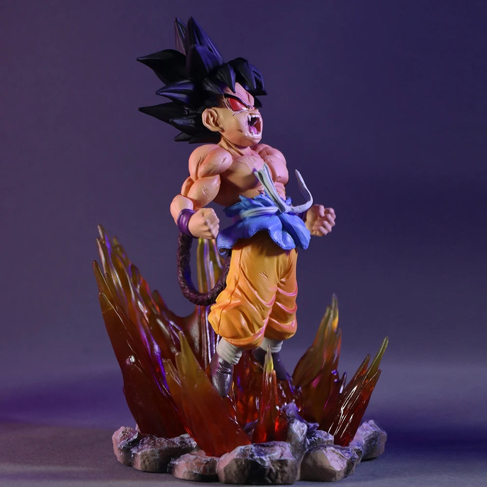 19Cm Dragon Ball SHK Kai Ape Series NO.2 Glow Black Hair Super Four Goku Figure PVC Explosive Goku Anime Model Ornament