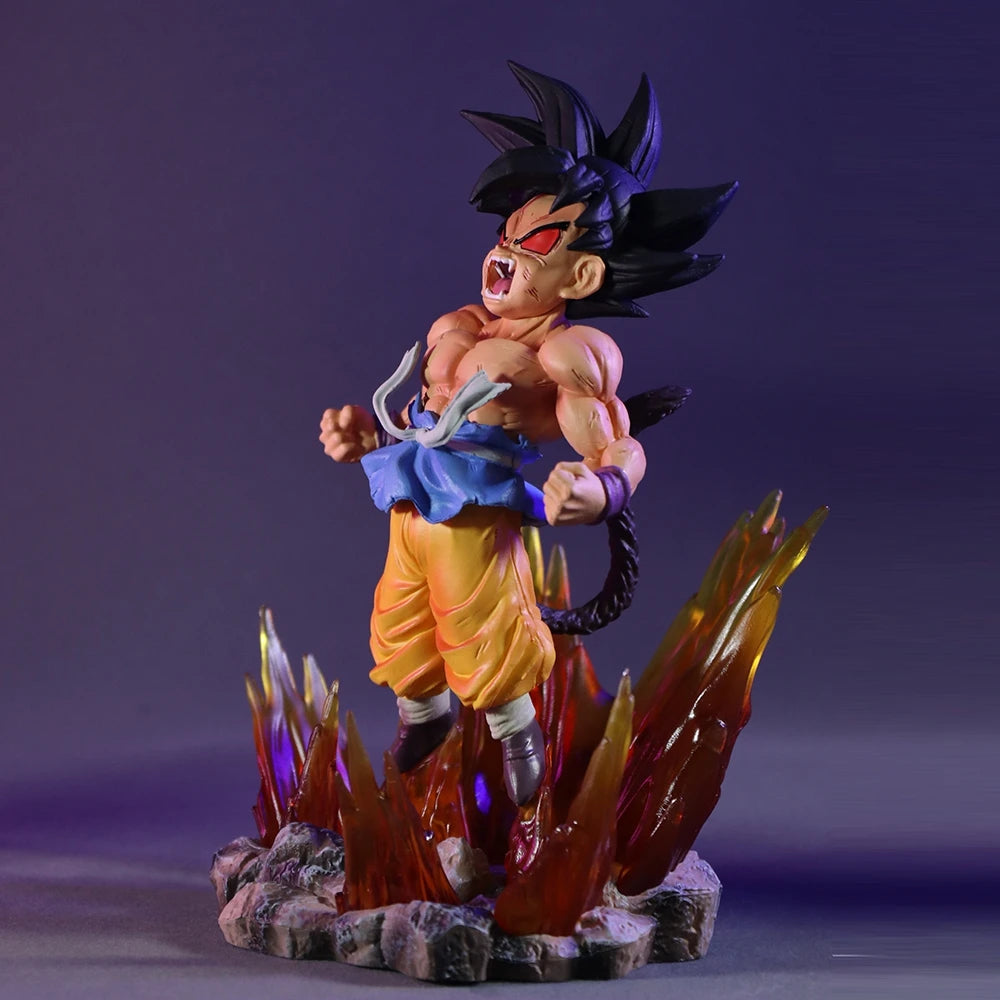 19Cm Dragon Ball SHK Kai Ape Series NO.2 Glow Black Hair Super Four Goku Figure PVC Explosive Goku Anime Model Ornament